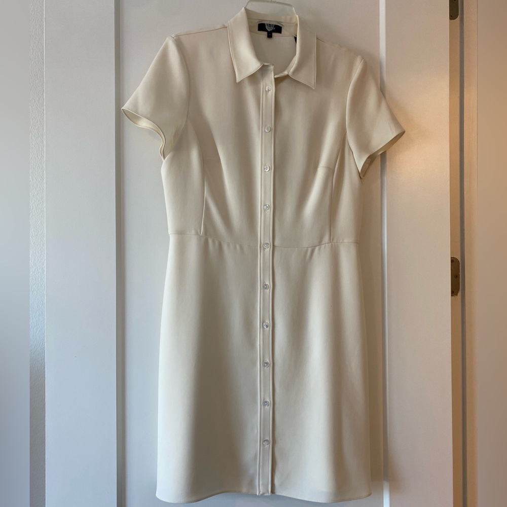 Theory Ivory Buttondown Dress Sz 10 Classic, Quiet Luxury